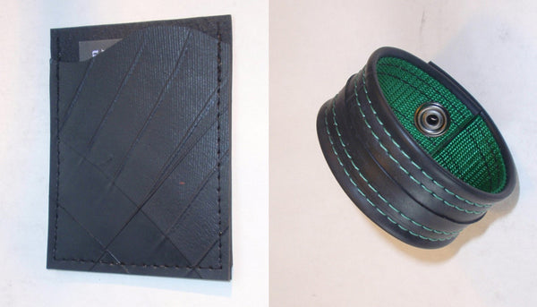 New Recycled Rubber Wallet & Bracelet Combo